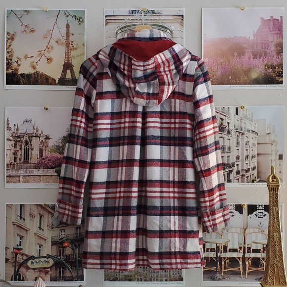 Hurley Plaid Double Breasted Babydoll Coat - Picture 2 of 11